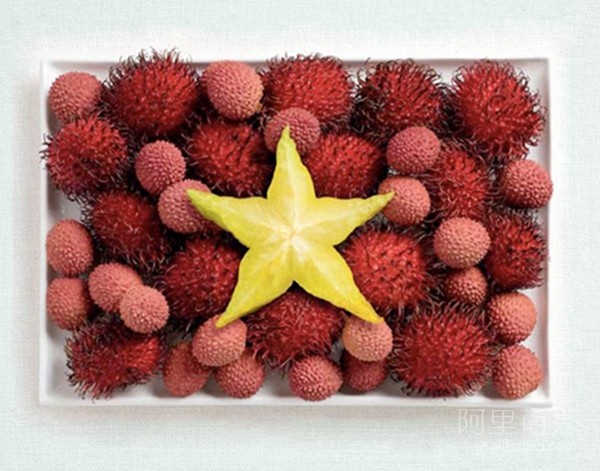 Flags of various countries made of food. Learn knowledge and enjoy delicious food - top emoticon